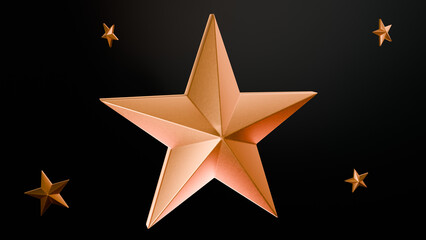 Obraz premium 3d gold colored stars with dark sky