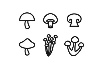 various mushrooms icon line design set