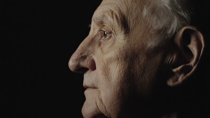 Obraz premium A soulful elderly man in profile, 