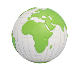 Cartoon globe isolated on transparent background. 3D illustration