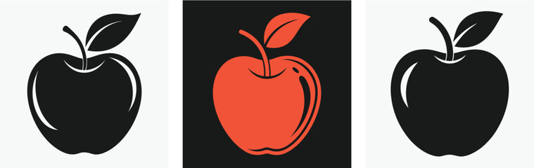 Apple vector icon, Apple silhouette vector set, apple icon bundle , vector illustration 