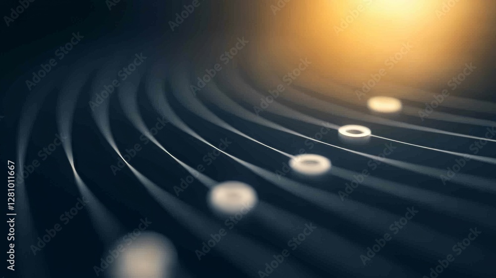Poster a digital wormhole comprised of blue and red sparkling particles and lines forms an abstract tunnel,