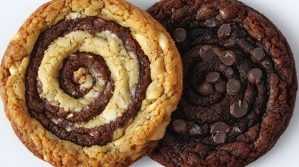Fototapeta premium Delicious Swirl Chocolate Chip Cookies Closeup Photography