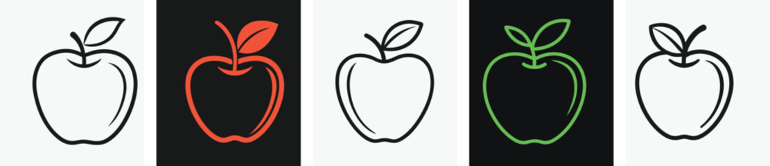 Apple vector icon, Apple silhouette vector set, apple icon bundle , vector illustration 
