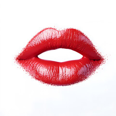 Obraz premium Red lipstick kiss isolated on white background