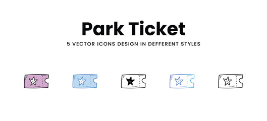 Park Ticket vector icons set stock illustration