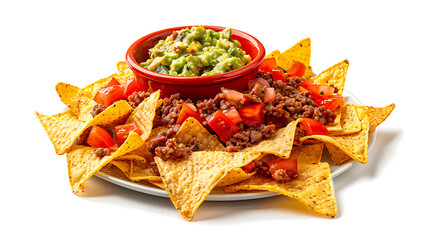 nachos with guacamole and salsa