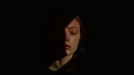 Obraz premium A moody portrait of a model with backlit golden highlights, 