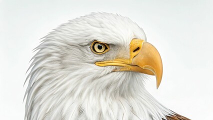 Fototapeta premium Majestic bald eagle close-up with striking yellow beak and white feathers