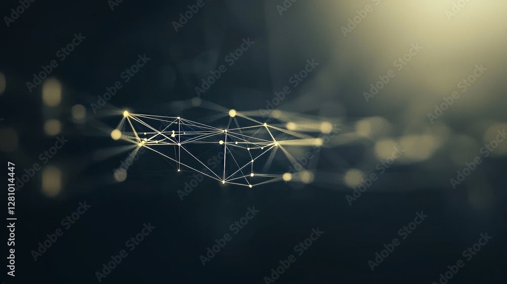 Poster abstractly connected dots and lines on a blue background illustrate the concept of a dynamic communi