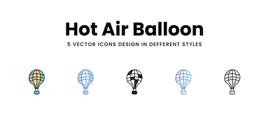 Hot Air Balloon vector icons set stock illustration