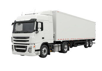 Isolated White Semi-Trailer Truck for Transportation