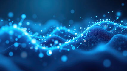 A futuristic scientific graphic representing Semaglutide with a dynamic blue molecular structure and particle effects.