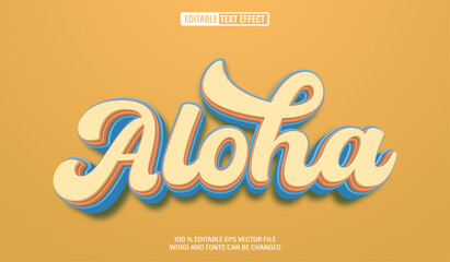 Editable 3d text style effect - Aloha Vintage text effect Template