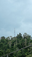 Tall Transmission Tower in a Lush Green Hillside