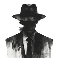 Mysterious Man in Fedora: A Monochrome Portrait
