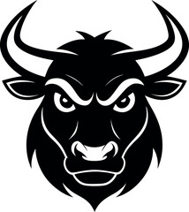 head of bull, Angry Bull Silhouette Vector illustration