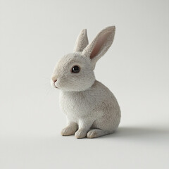 Fototapeta premium Adorable Realistic Rabbit Sitting Comfortably on a White Background