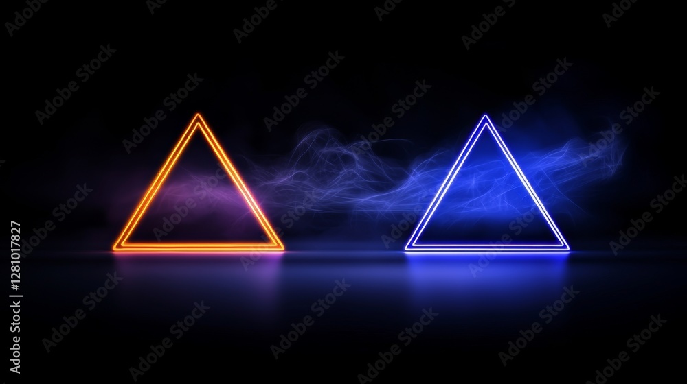 Poster this abstract design combines retro sci-fi elements from the 80s with neon bright lens flares on a b