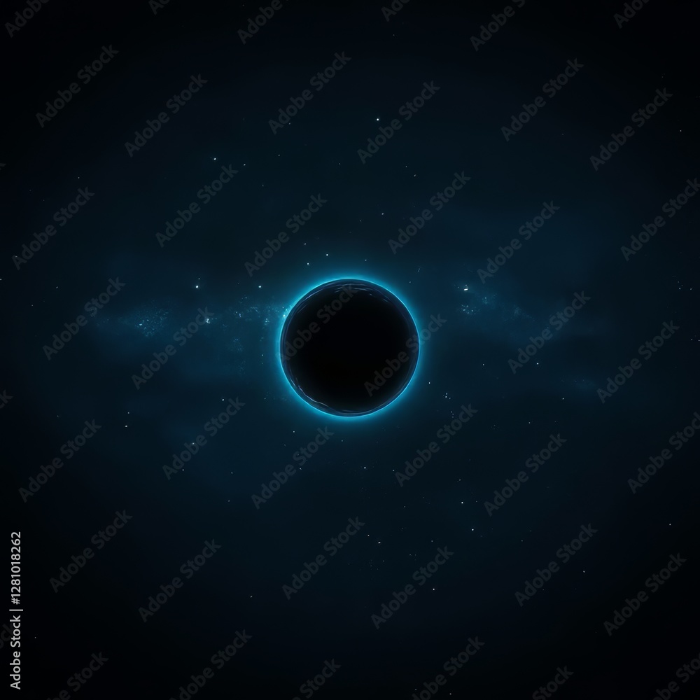Poster the universe contains a black hole, accompanied by a wormhole and stars in the outer space, represen