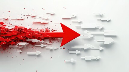 Red Arrow Leading Change: Breaking Through Barriers with Force