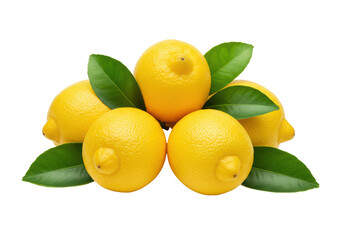 Isolated Pile of Lemons with Leaves