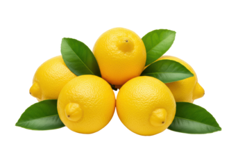 Isolated Pile of Lemons with Leaves