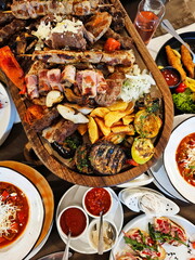 Festive table setting. Serbian food