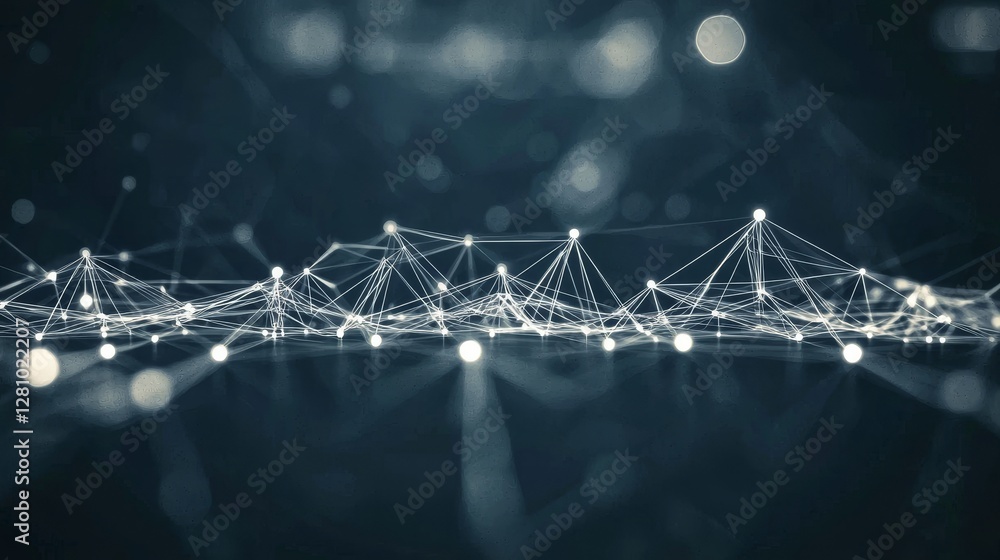 Poster the network's connection structure, comprising points and lines, facilitates data transfer, set agai