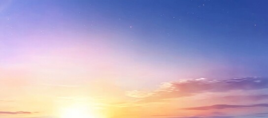 Fototapeta premium The heavens above are represented in a stunning celestial concept background banner filled with beautiful shades of blue, pink, purple, green, and lilac light, set against an ethereal cloud scape