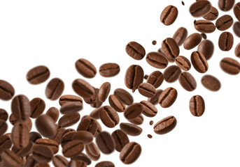 Isolated Scattered Coffee Beans