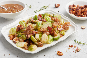 Brussels Sprout Salad with Cashew nut Vegan Bacon Bits