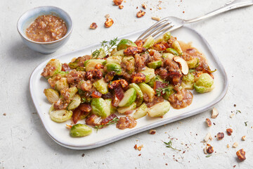 Brussels Sprout Salad with Cashew nut Vegan Bacon Bits