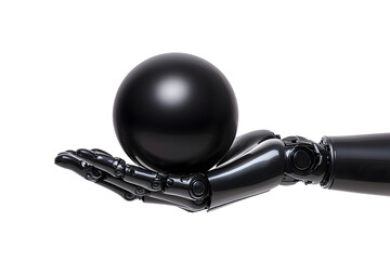 Robot hand holding an sphere isolated on white background