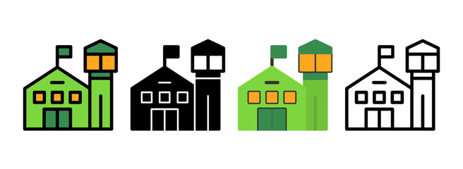 Set of Military base Line, Line Filled, Glyph, Flat Icons