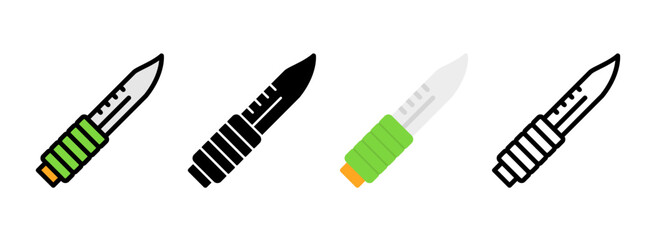 Set of Bayonet Line, Line Filled, Glyph, Flat Icons