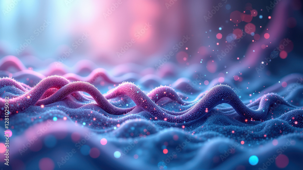 Aufkleber a stunning microscopic image of semaglutide particles set against a vibrant blue backdrop with a bok