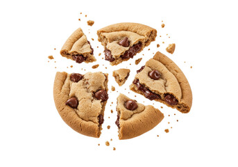 Isolated Exploded Chocolate Chip Cookie with Crumbs