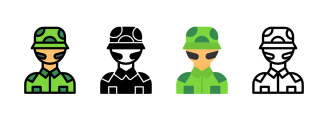 Set of Camouflage face paint Line, Line Filled, Glyph, Flat Icons