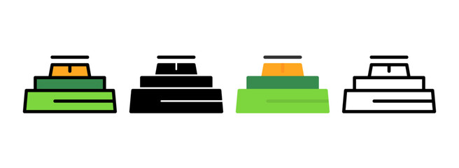 Set of Landmine Line, Line Filled, Glyph, Flat Icons