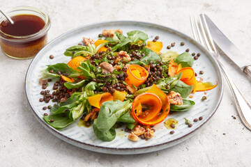Lentil Pumpkin and Lambs Leaf Salad