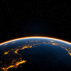 Fototapeta premium Global economic recovery. stunning view of Earth from space, showcasing city lights at night