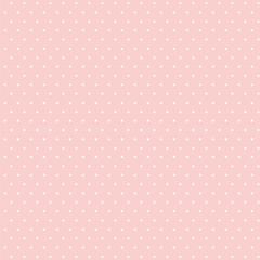 Small White Polka dots on Pastel Pink, Seamless Background