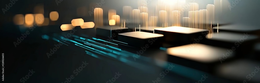 Poster a futuristic black hexagon background featuring a honeycomb concept with a wave of particles in a 3d