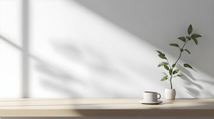 Minimalist Cafe Scene with Coffee and Elegant Interior Design Elements