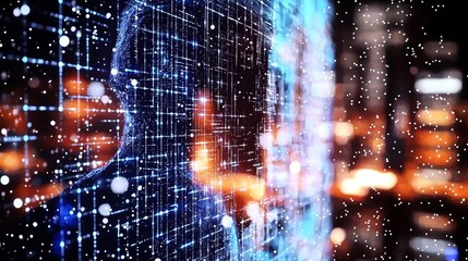 Fototapeta premium The concept of a futuristic digital city is illustrated through an imaginative visual, incorporating abstract graphics that highlight the interconnected network of globalization