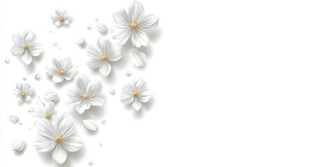 Fototapeta premium flying white flowers isolated on transparent background cutout 