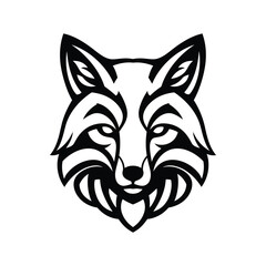 Elegant Fox Vector Logo – Black and White Tribal Animal Head Design for Branding