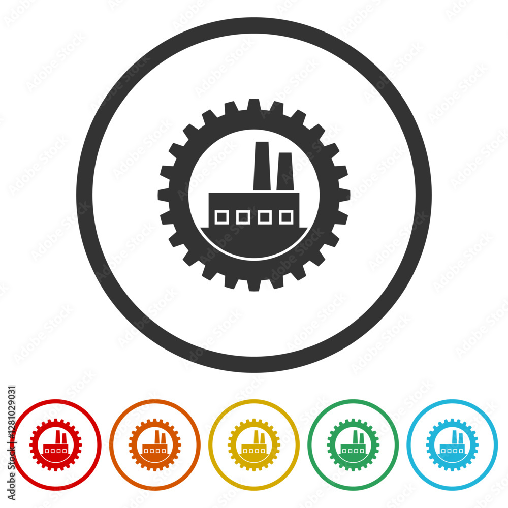 Poster factory industry icon. set icons in color circle buttons
