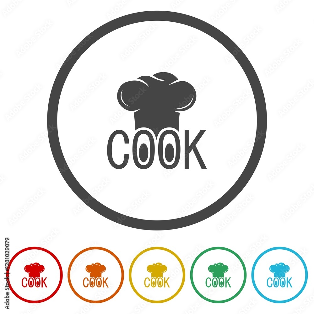Poster chef cook icon. set icons in color circle buttons